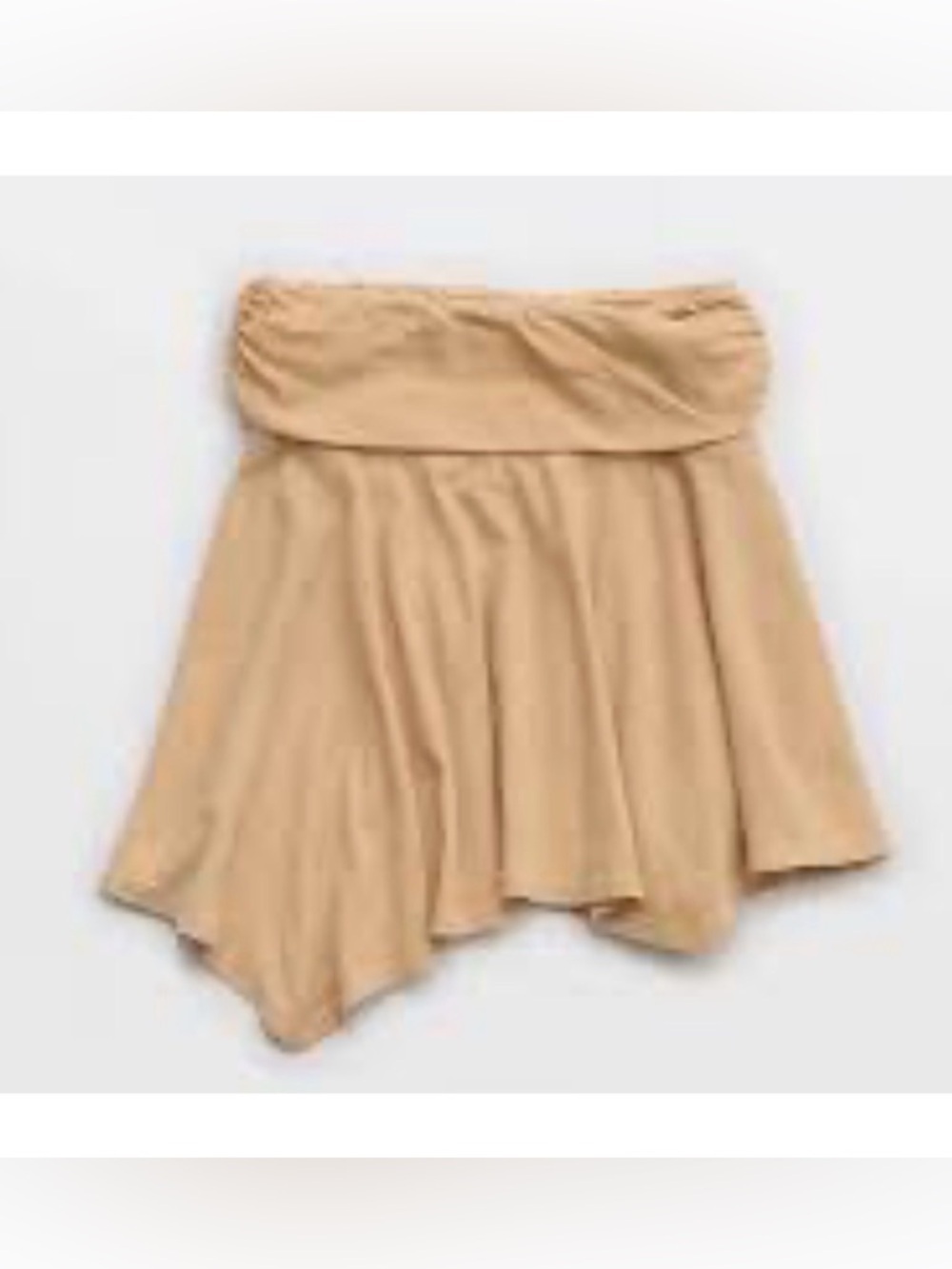 Aerie Foldover Asymmetrical Handkerchief Hem Mini Skirt Cream